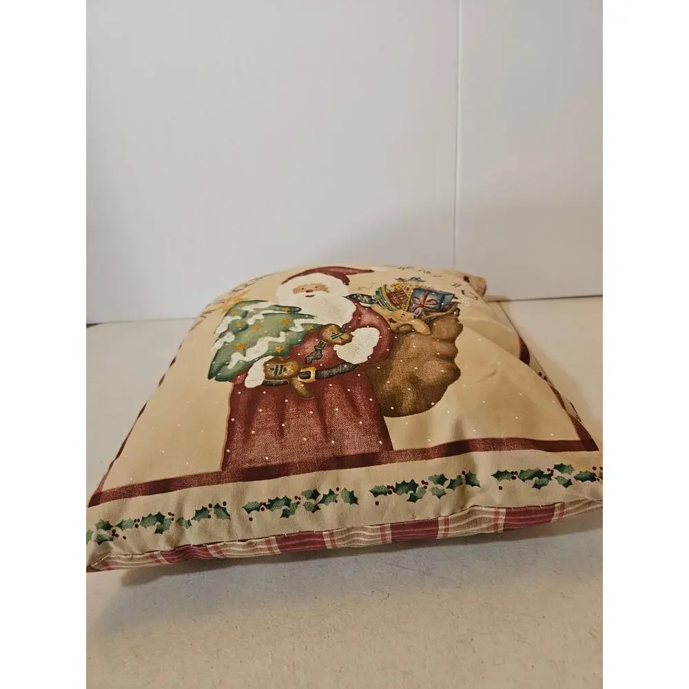 Vintage Handmade Merry Christmas Santa decorative throw pillow Primitive Country